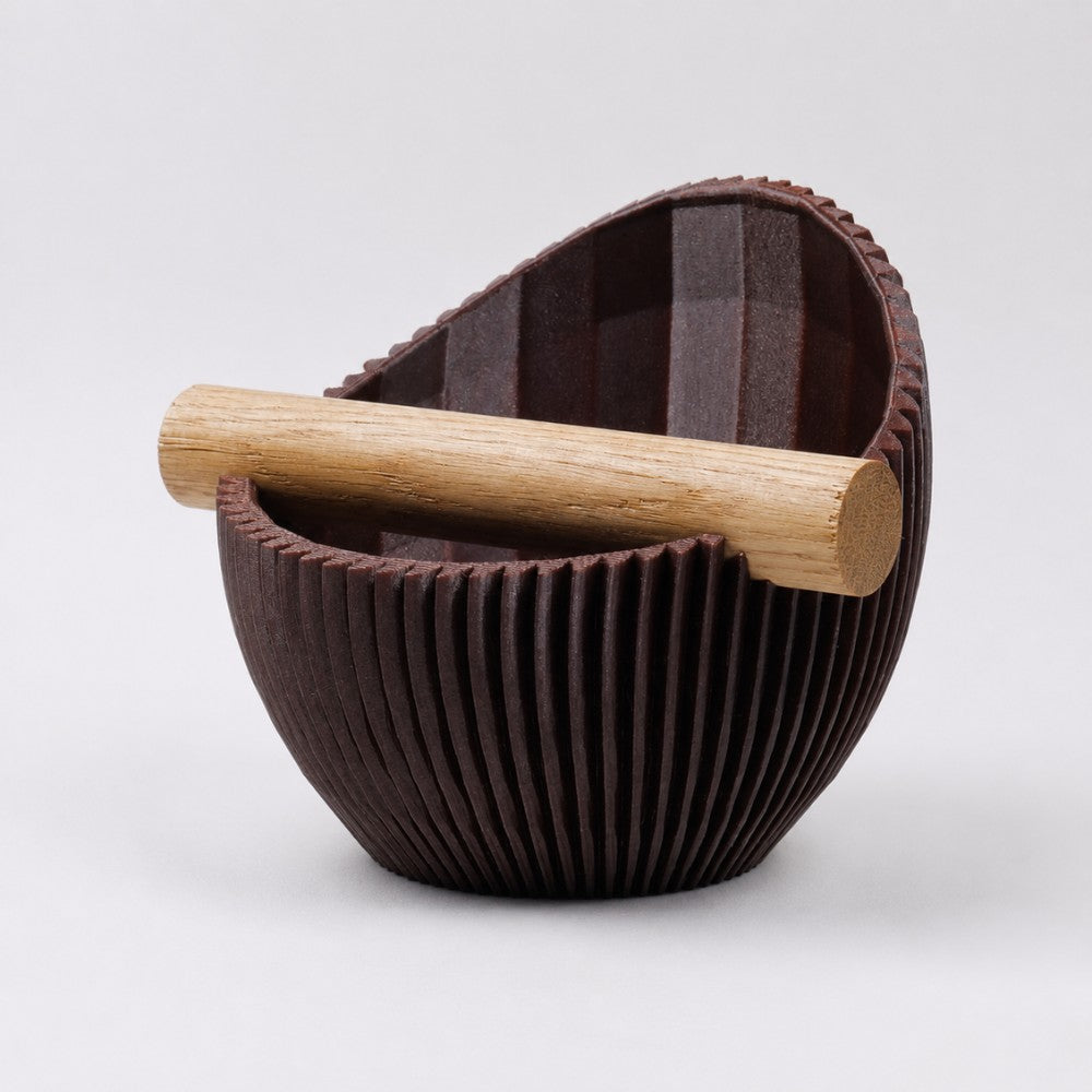 KNOCDIC Nova Coffee Knock Box with galaxy brown finish and real oak wood bar for espresso grounds disposal.