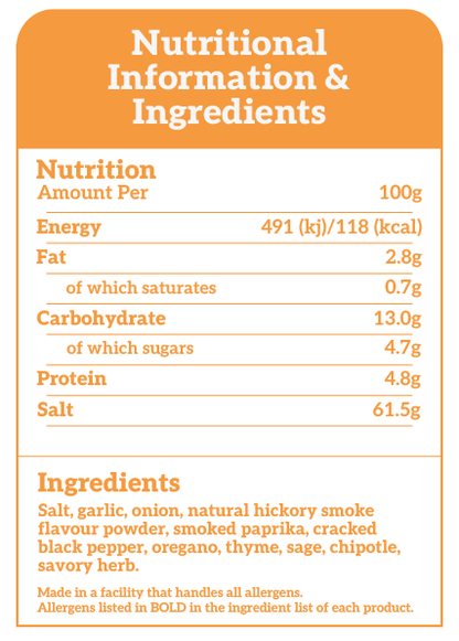 The Dorset Spice Shed - Shake & Season Everyday Smokey - 100% natural smokey chipolte savoury seasoning 250g