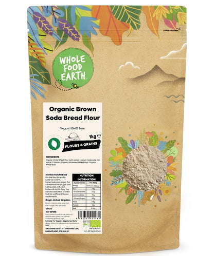 Organic Brown Soda Bread Flour from Whole Food Earth, natural whole grain flour for baking soda bread and hearty baked goods.