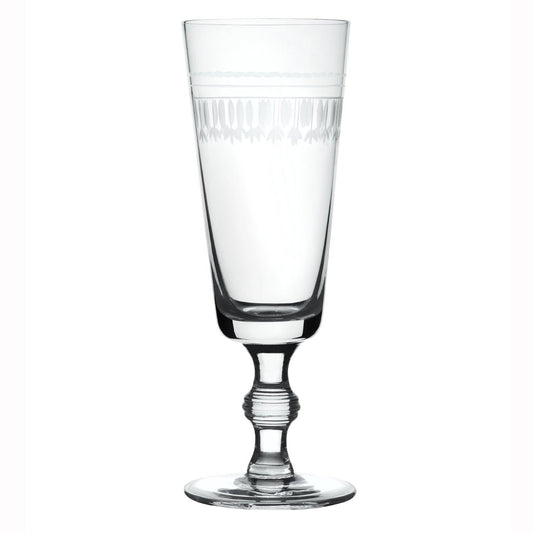 A Set of Four Crystal Champagne Flutes with Ovals Design