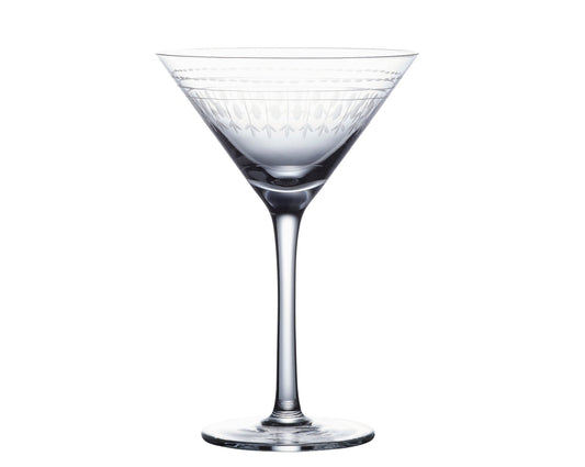 A Pair of Crystal Martini Glasses with Ovals Design