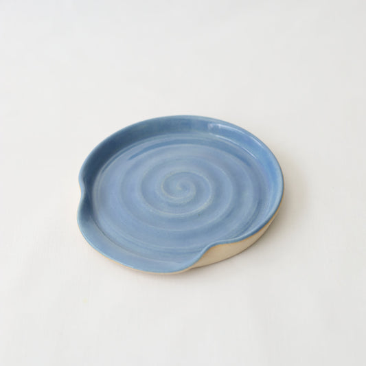 Pacific Blue Classic Spoon Rest by Katie L Thompson Designs, featuring a smooth ceramic surface and a spacious design for resting spoons.