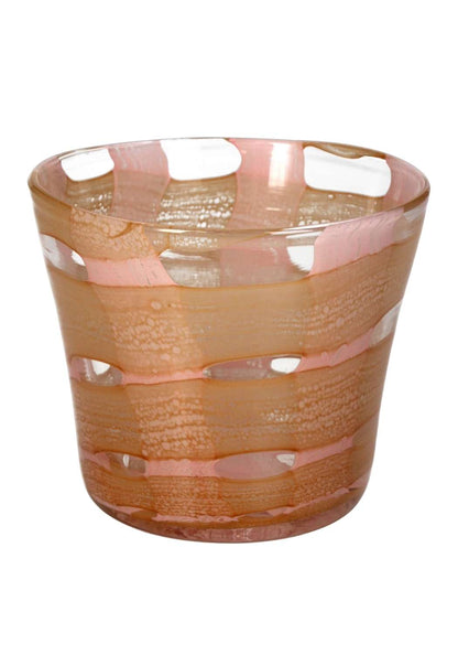 Medium peach affect glass candle holder and vase by Casa by Josephine Jenno, featuring a smooth, rounded design.