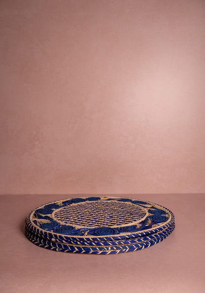 Atlántico Iraca Woven Placemat, Blue - Set of 4