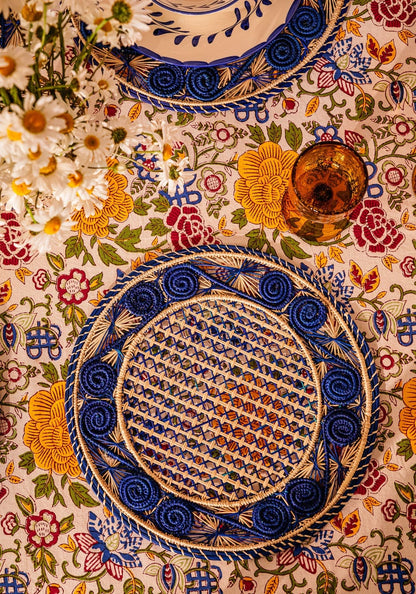 Atlántico Iraca Woven Placemat, Blue - Set of 4