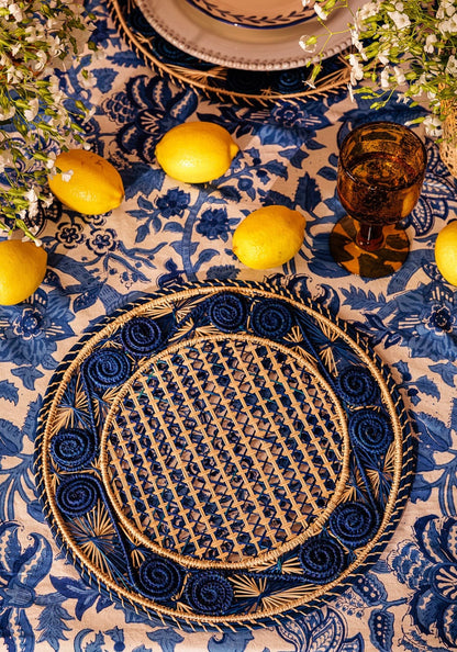 Atlántico Iraca Woven Placemat, Blue - Set of 4