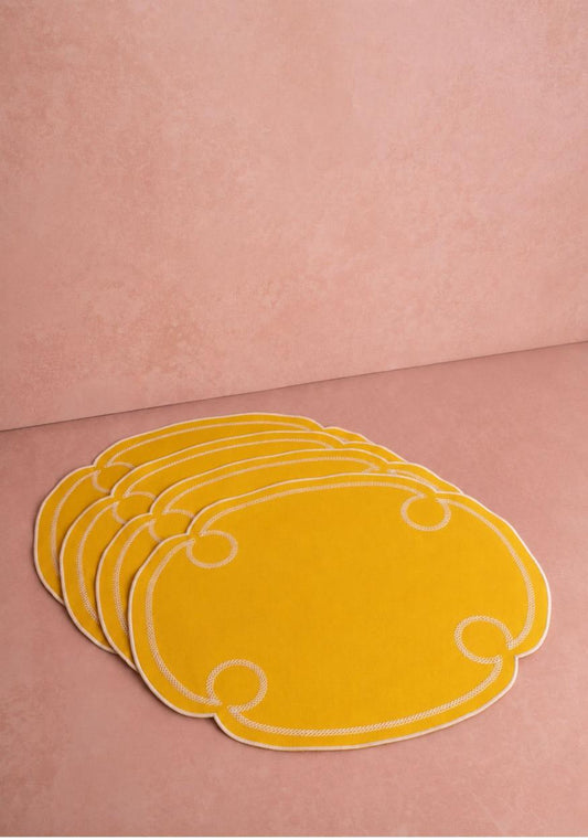 Set of four Zest for Life placemats by Casa by Josephine Jenno, colorful woven table placemats for dining.