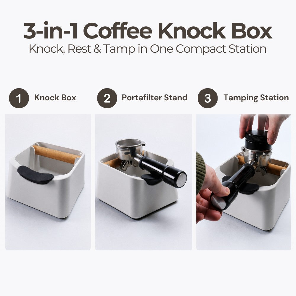 KNOCDIC® The Pod Coffee Knock Box for easy coffee puck disposal, featuring a compact, durable stainless steel design.