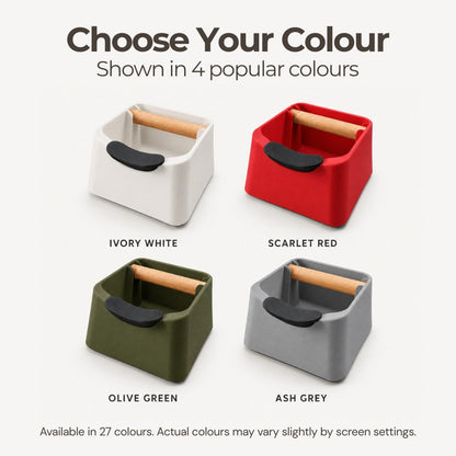 KNOCDIC® Pod Coffee Knock Box in multiple colors, sturdy stainless steel construction for espresso puck disposal.