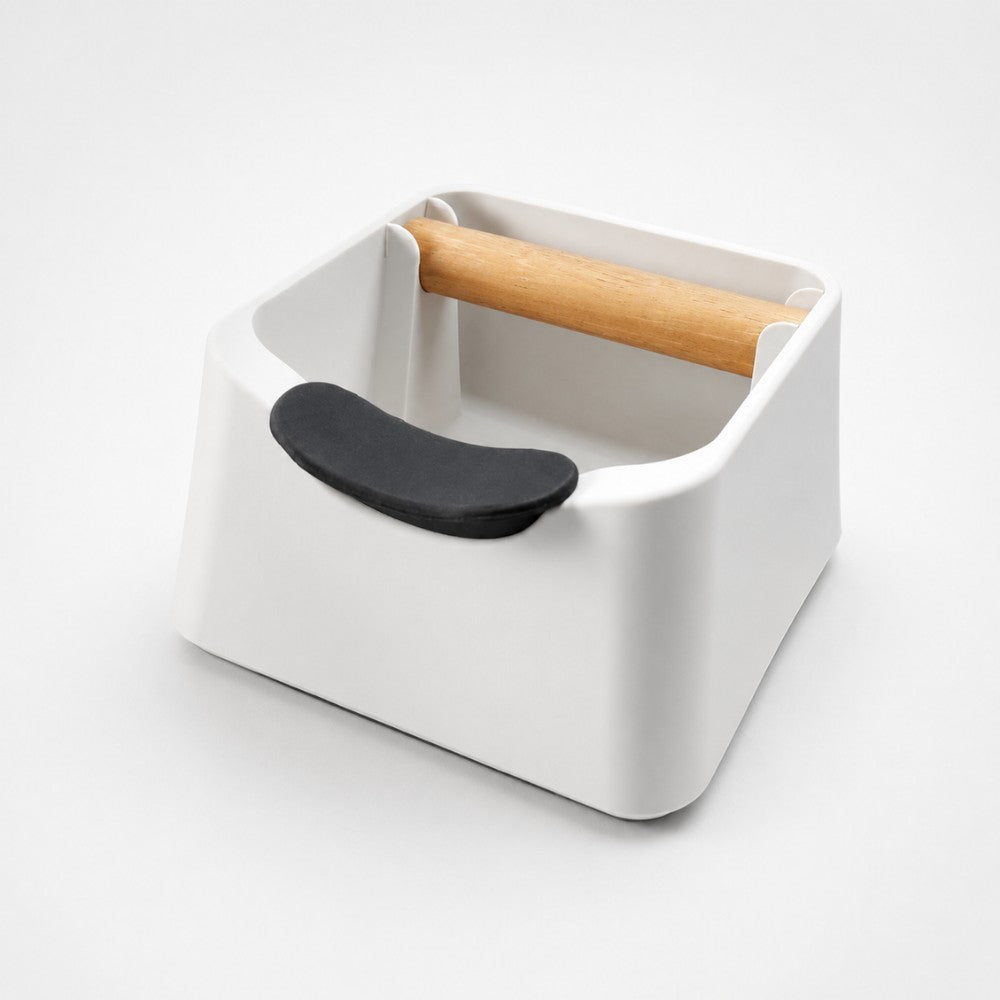 KNOCDIC® The Pod coffee knock box for espresso grounds, featuring a sturdy metal drum and rubber base for easy cleaning.