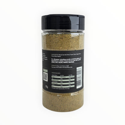 FireFly Barbecue Italian Porchetta Rub in a jar, a flavorful BBQ rub with herbs and spices for grilling and roasting.