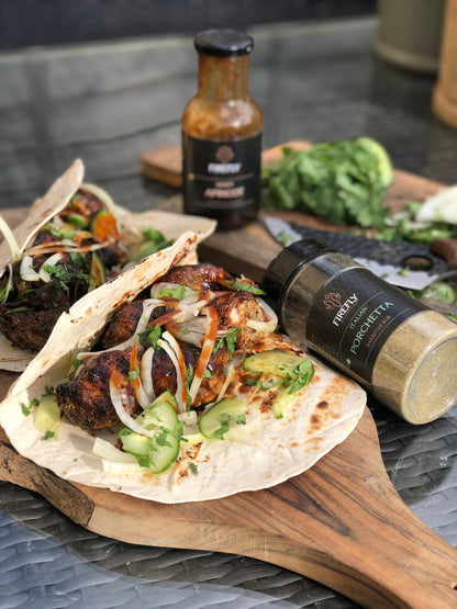 FireFly Barbecue 3 Herby BBQ Rubs Gift Pack featuring flavorful seasoning blends in a stylish barbecue bundle.