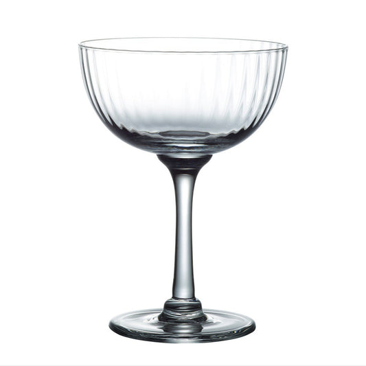 Crystal champagne saucers with ripple design by The Vintage List, featuring elegant ribbed glass for sophisticated serving.