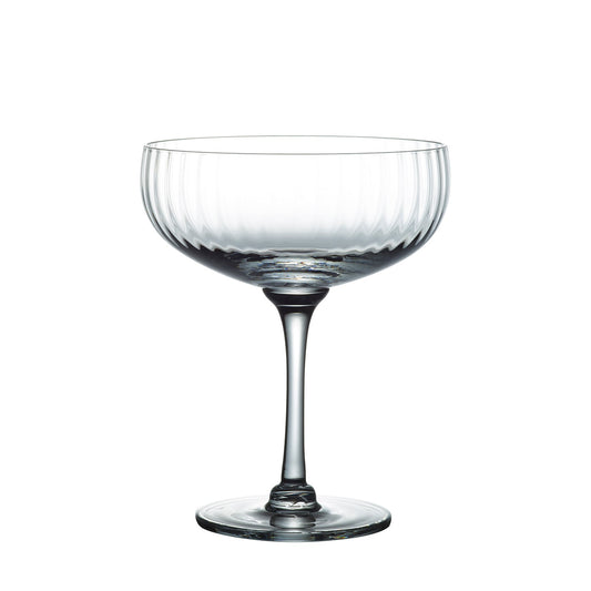 Crystal cocktail glasses with a ripple design, featuring a vintage style from The Vintage List. Elegant ribbed glassware for cocktails.