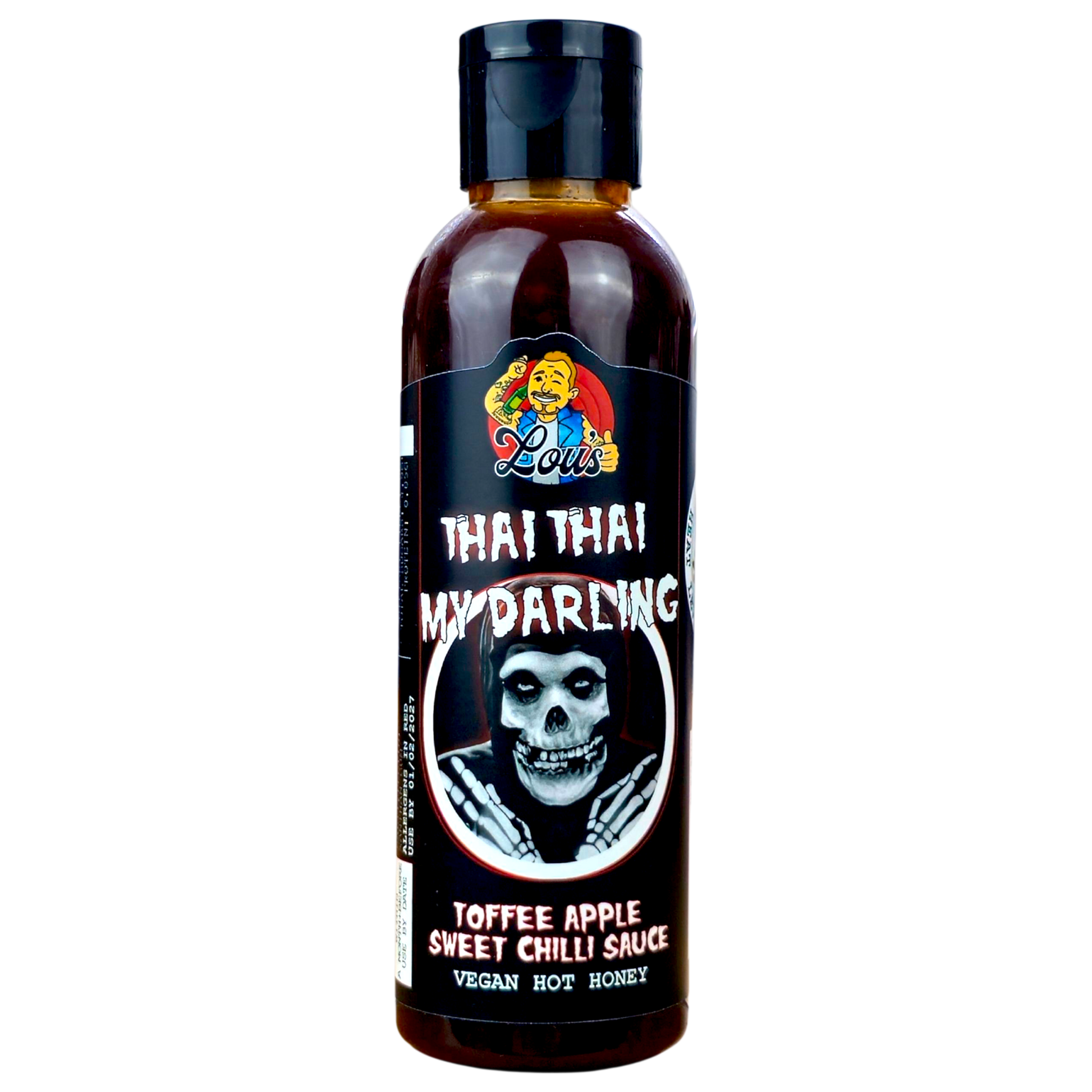 Thai Thai My Darling toffee apple sweet chili hot sauce by Lou's Brews, featuring a vibrant bottle with red and orange chili peppers.