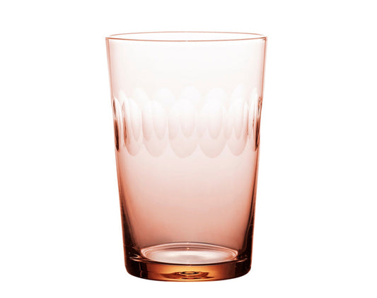 Rose crystal tumbler with lens design from The Vintage List, showcasing a clear glass tumbler with intricate rose and lens patterns.