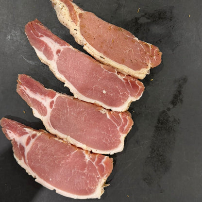 FireFly Barbecue Bacon Curing Kit with rosemary and black pepper, includes curing ingredients and spices for homemade bacon.