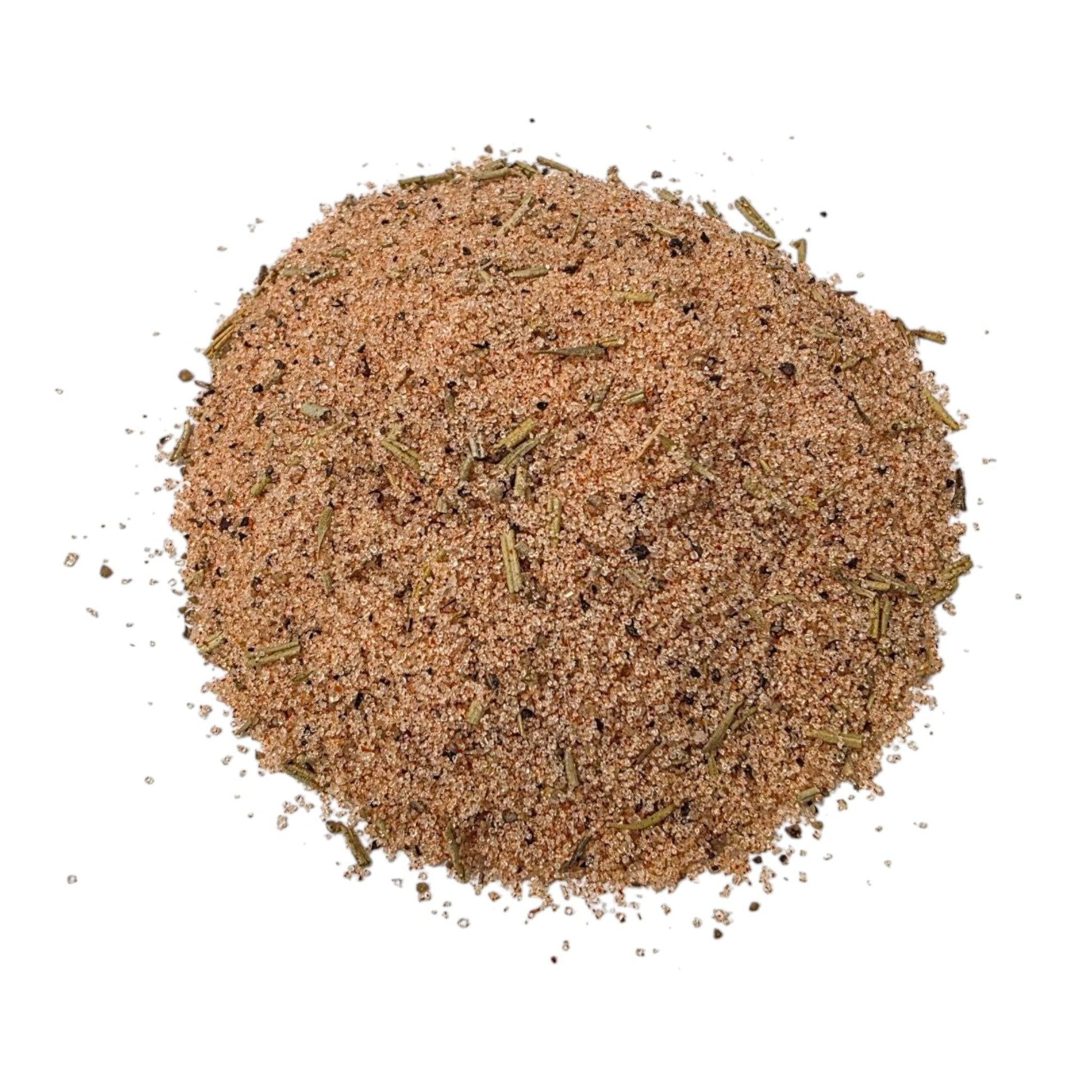 FireFly Barbecue Bacon Curing Kit with rosemary and black pepper ingredients, displayed with curing spices and fresh herbs.