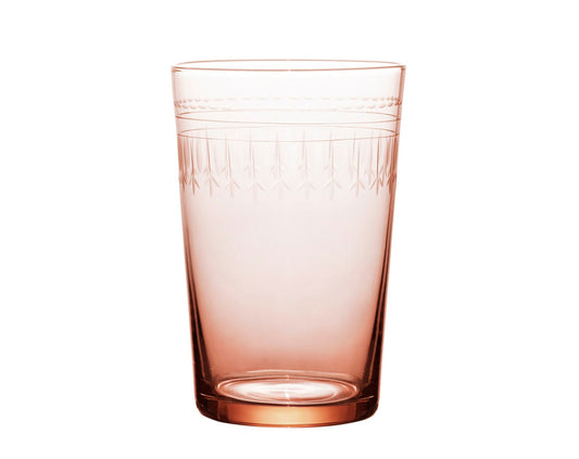 Four rose crystal tumblers with oval design from The Vintage List, showing clear glass with elegant rose and oval patterns.