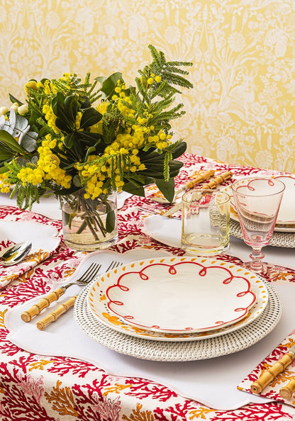 Rosy Red Scalloped Lunch Plate - Set of 4