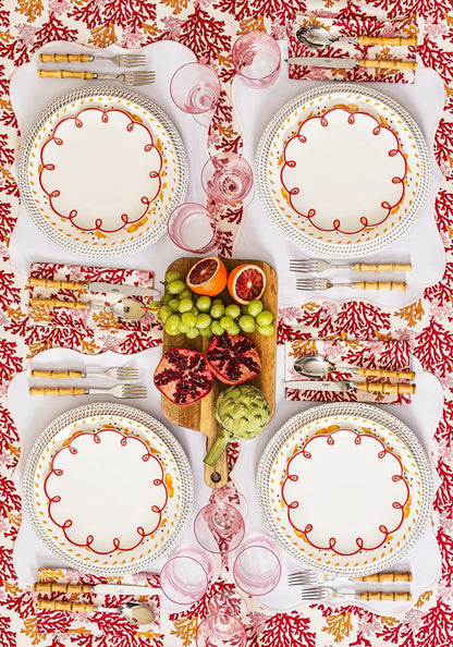 Rosy Red Scalloped Lunch Plate - Set of 4