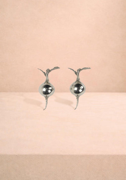 Pair of Casa Garden Harvest Radish Salt and Pepper Shakers featuring colorful radish designs for kitchen or table decor.