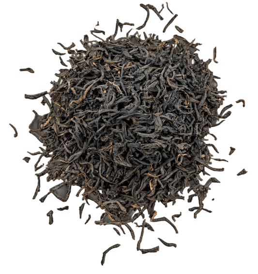 Transparent image of Porter Hill Tea Company's Santosa BOPS black tea packaging with black and white design elements.