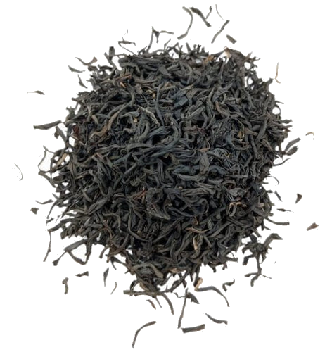 Porter Hill Tea Company's Santosa BOPS black tea in transparent packaging, showcasing dark loose tea leaves.