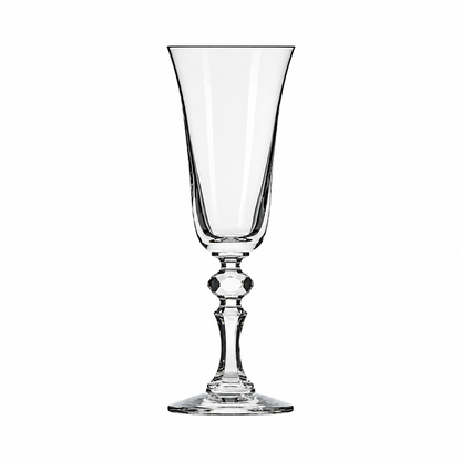 Set of six Krosno Krista Champagne Flutes, 150ml, clear glassware with tall, elegant stems for celebrating special occasions.