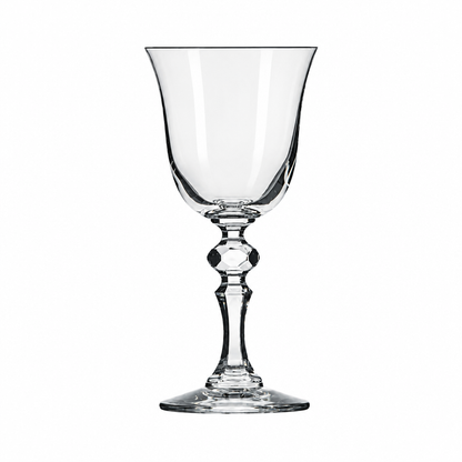 Set of six Krosno Krista red wine glasses, 220ml, clear glassware with elegant design, perfect for serving red wine.