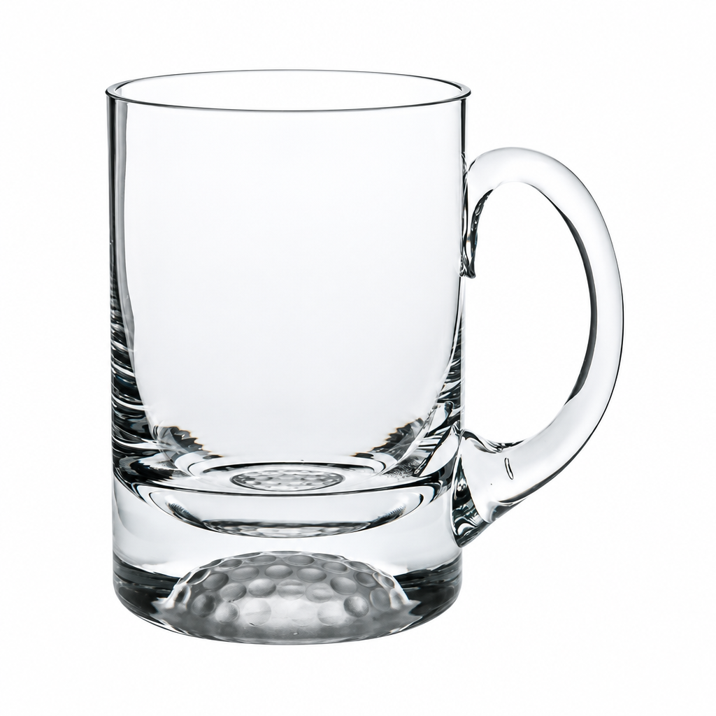 Glassware UK golf ball glass tankard, 568ml, clear transparent drinkware with golf ball design, ideal for beverages and casual use.