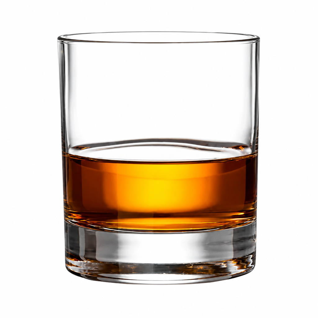 Clear Krosno straight-sided whisky tumbler with 290ml capacity, showcasing the sleek glassware design on a neutral background.
