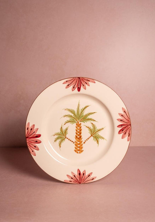 Set of 4 Arabella side plates by Casa Josephine Jenno featuring green palm tree design on ceramic plates.