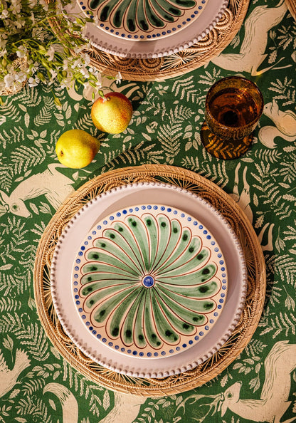 Peacock Side Plate, Green Set of 4