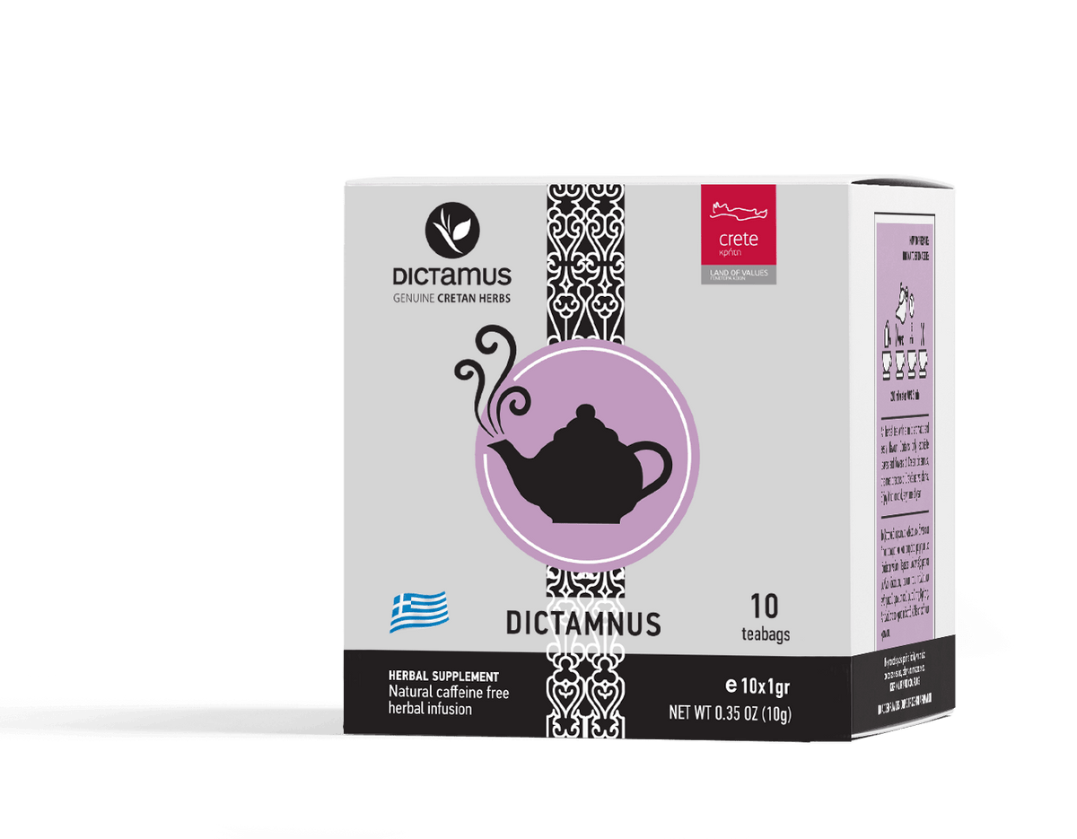 Cretan Dittany tea bags from The Greek Deli Club, showing 10 herbal tea bags with natural Cretan Dittany leaves.