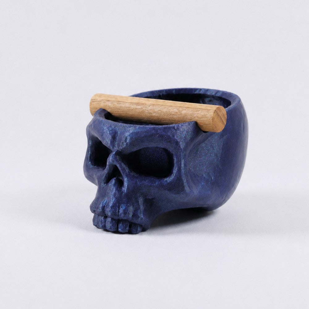 KNOCDIC® Gothic Skull Espresso Knock Box with oak bar featuring a galaxy nebulae skull design for coffee enthusiasts