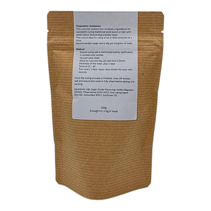 FireFly Barbecue bacon curing kit for homemade hickory smoked bacon, featuring curing salts and spices in a clear package.