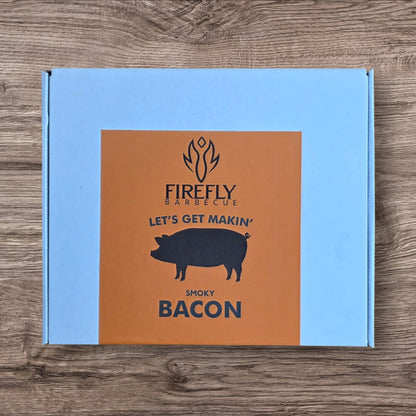 FireFly Barbecue bacon curing kit for homemade hickory smoked bacon, includes curing salts and instructions in a compact kit.