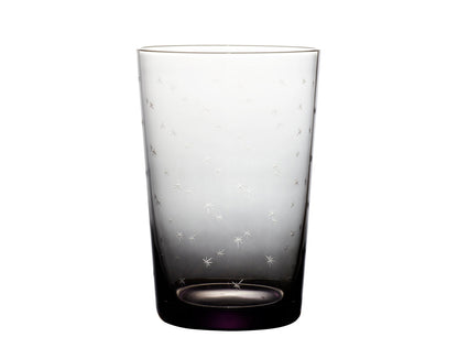 four smoky crystal tumblers with stars design