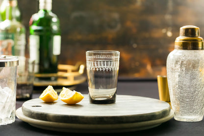 four smoky crystal tumblers with ovals design