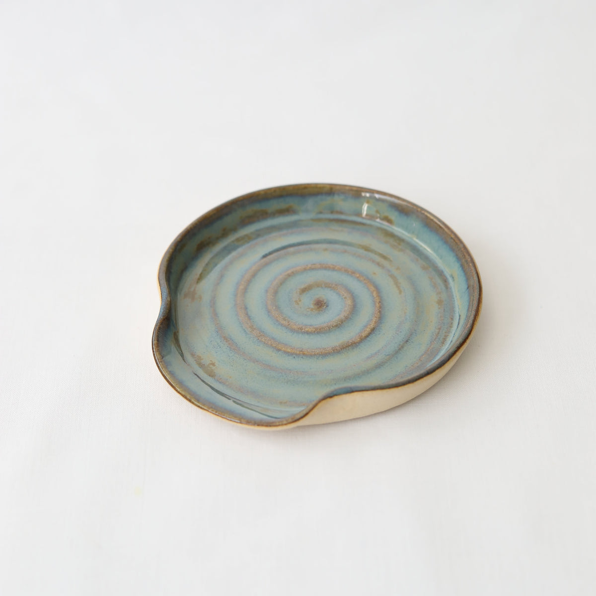 Seafoam blue classic spoon rest by Katie L Thompson Designs, ceramic kitchen accessory for keeping utensils tidy