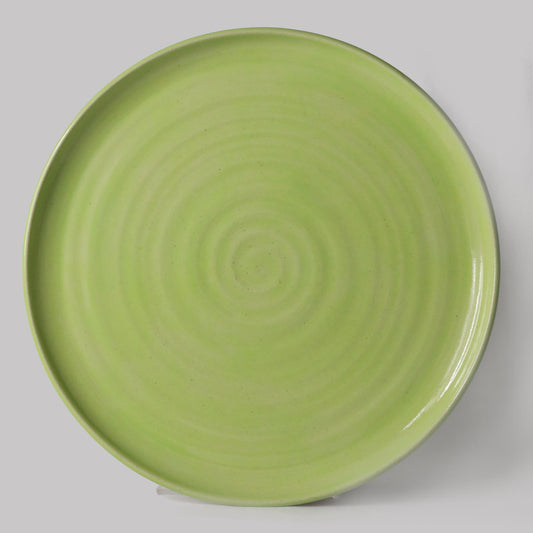 Spring green Katie L Thompson Designs dinner plate with a classic round shape and smooth finish, perfect for elegant table settings.