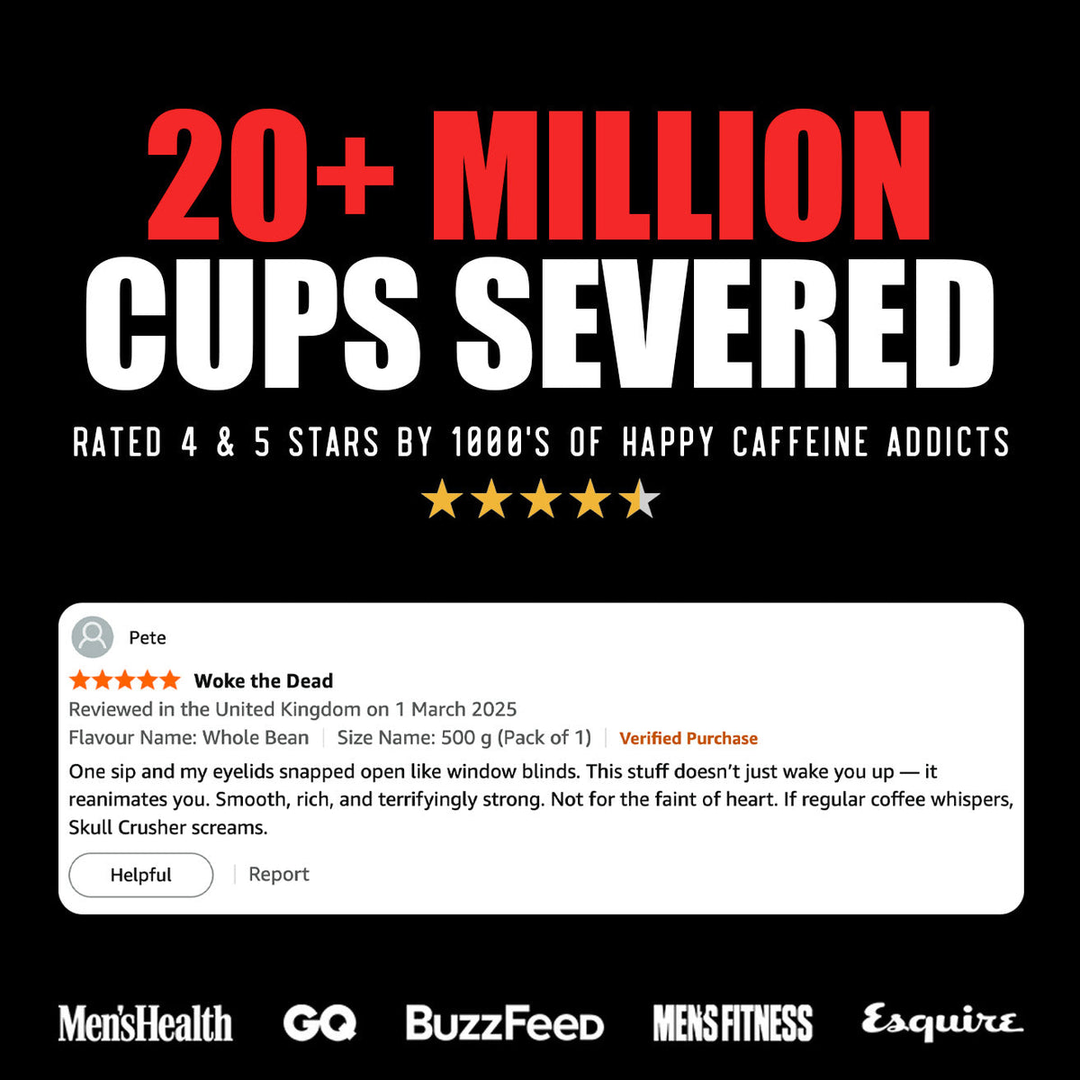 Nespresso® capsules by Skull Crusher Coffee, featuring dark roasted coffee in small, sealed capsules for espresso brewing.