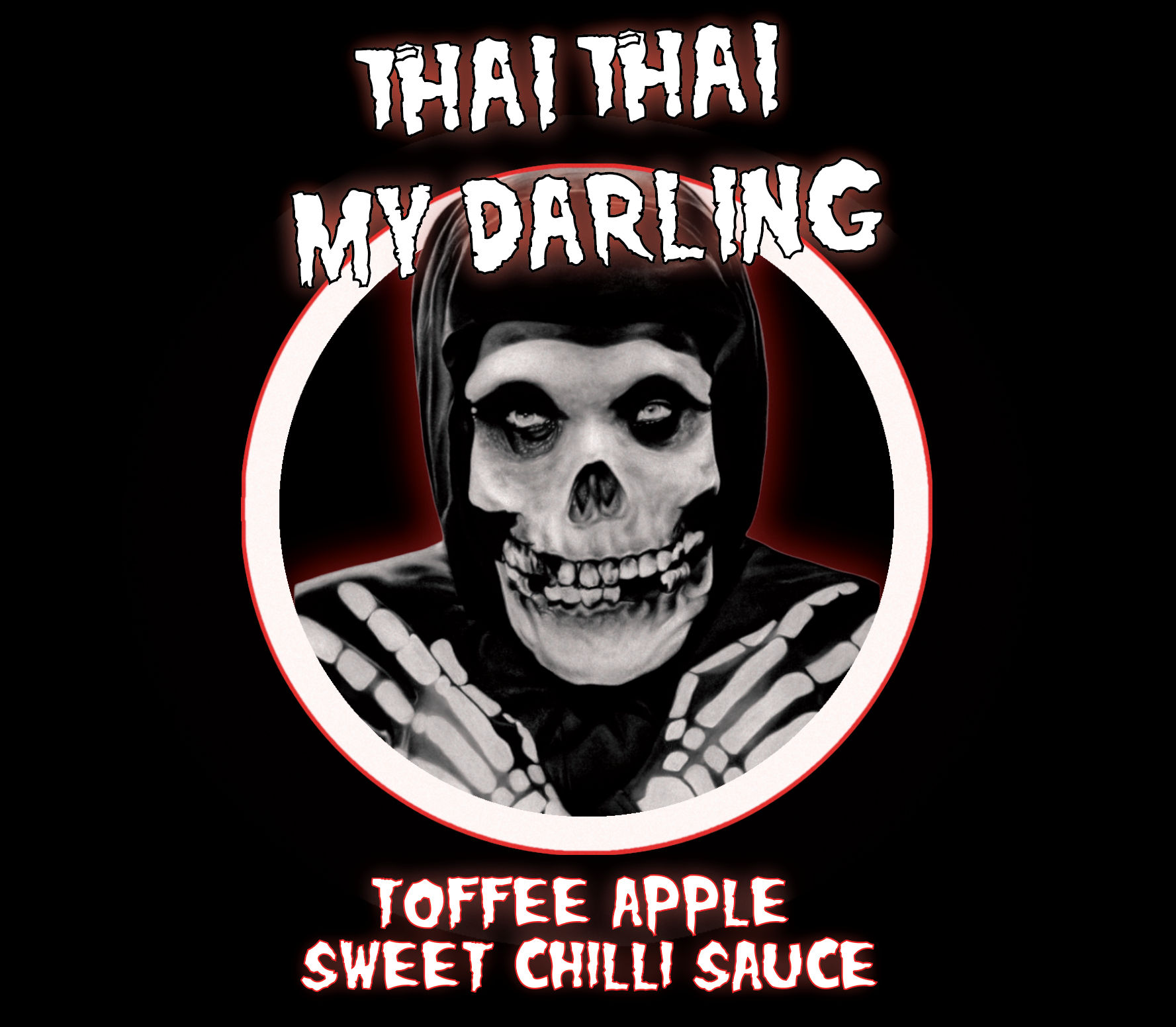 Square image of Thai Thai My Darling hot sauce by Lou's Brews, featuring toffee apple and sweet chili flavors in a vibrant bottle.