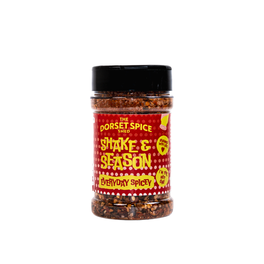 The Dorset Spice Shed - Shake & Season Everyday Spicey - salt infused with crushed chilli flakes, Mexican jalapeno and cayenne pepper 250g