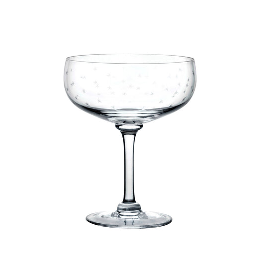 Crystal cocktail glasses with a stars design by The Vintage List, featuring elegant glassware perfect for stylish drinks.