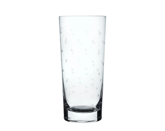 Set of four Vintage List crystal highball glasses with a star design, perfect for elegant drinks and stylish table settings.