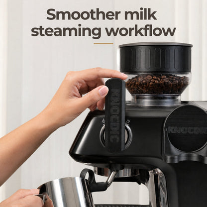 KNOCDIC® Sage Breville Steam Lever Handle Attachment for Barista Pro espresso machine, shown with steam wand and handle in detailed view