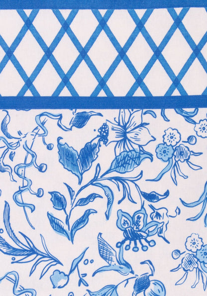 Belgravia Bloom Blue Cotton Tablecloth