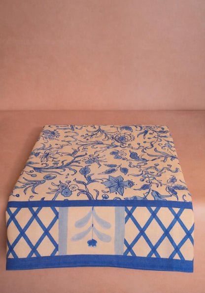 Belgravia Bloom Blue Cotton Tablecloth